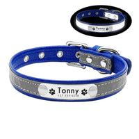 Personalized Dog Collar Reflective Leather ID Name Custom Engraved-Dog Supplies-Golonzo