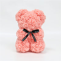 Hand Made Teddy Rose Bear With Box Artificial 25cm-Artificial flower-Golonzo