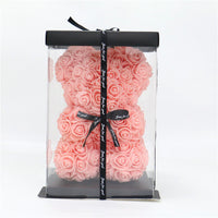 Hand Made Teddy Rose Bear With Box Artificial 25cm-Artificial flower-Golonzo