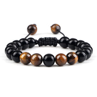 Black Lava Stone - Tiger Eye Charm Bracelet-Bracelets-Golonzo