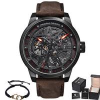 Fashion Luxury Leather Tourbillon Watch - Automatic Mechanical Men Wristwatch-Watch-Golonzo