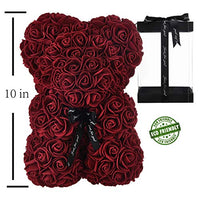 Hand Made Rose Teddy Bear 10 inch USA - Gift for Mothers Day, Valentines Day-Dolls-Golonzo