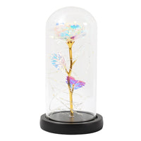 Eternal Rose - 24K Gold Foil Flower With Fairy String Lights In Dome-Artificial Flora-Golonzo