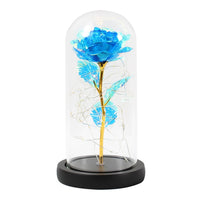 Eternal Rose - 24K Gold Foil Flower With Fairy String Lights In Dome-Artificial Flora-Golonzo
