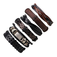 Vintage Casual Leather Charm Bracelets - Multilayer Braid Wrap Bangles-Bracelet-Golonzo