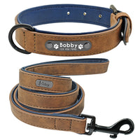 Leather Dog Collar Leash Set - Personalized Customized Dogs Collars-Pet Collars & Harnesses-Golonzo