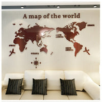 World Map Acrylic 3D Solid Crystal Wall Decoration-Wall Stickers-Golonzo