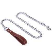 Stainless Steel Pet Dog Chain Leash Handle Anti-Bite Metal for Small Medium Dog-Pet Leashes-Golonzo