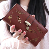 Gold Leaves Women Long Wallet Purse-Handbags, Wallets & Cases-Golonzo