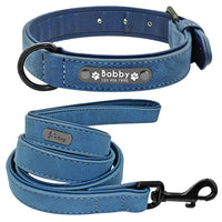 Leather Dog Collar Leash Set - Personalized Customized Dogs Collars-Pet Collars & Harnesses-Golonzo