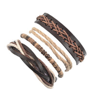 Vintage Casual Leather Charm Bracelets - Multilayer Braid Wrap Bangles-Bracelet-Golonzo