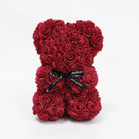 Hand Made Teddy Rose Bear With Box Artificial 25cm-Artificial flower-Golonzo