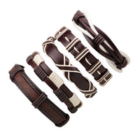 Vintage Casual Leather Charm Bracelets - Multilayer Braid Wrap Bangles-Bracelet-Golonzo