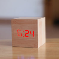Digital Wooden LED Alarm Clock Wood Retro Glow Clock Desktop Table Decor Voice Control Snooze Function Desk Tool-Alarm Clocks-Golonzo