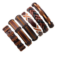 Vintage Casual Leather Charm Bracelets - Multilayer Braid Wrap Bangles-Bracelet-Golonzo
