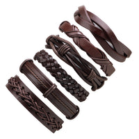 Vintage Casual Leather Charm Bracelets - Multilayer Braid Wrap Bangles-Bracelet-Golonzo
