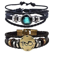 12 Zodiac Bracelets Luminous Charm Leather Bracelet-Bracelets-Golonzo