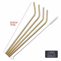 4PCS Reusable Metal Drinking Straws - Colorful Stainless Steel Straw+1 Brush-Drinking Straws and Stirrers-Golonzo