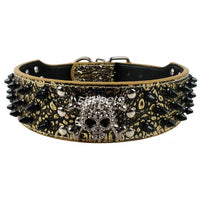 Skull Spiked Studded Leather Dog Collar-collar and harness-Golonzo