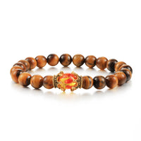 Black Lava Stone - Tiger Eye Charm Bracelet-Bracelets-Golonzo