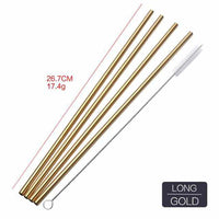 4PCS Reusable Metal Drinking Straws - Colorful Stainless Steel Straw+1 Brush-Drinking Straws and Stirrers-Golonzo