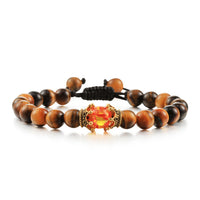 Black Lava Stone - Tiger Eye Charm Bracelet-Bracelets-Golonzo
