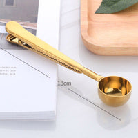 Stainless Coffee Spoon - Cafe Spoon with Coffee Bag Sealing Clip-Spoons-Golonzo