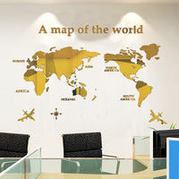 World Map Acrylic 3D Solid Crystal Wall Decoration-Wall Stickers-Golonzo