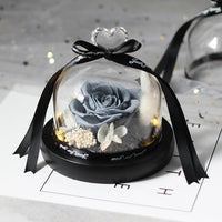 Enchanted LED Light Beauty Rose in a Glass with Black Base-Artificial flower-Golonzo
