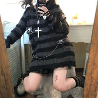 Striped Gothic Lolita Sweaters-Clothing-Golonzo
