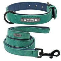 Leather Dog Collar Leash Set - Personalized Customized Dogs Collars-Pet Collars & Harnesses-Golonzo