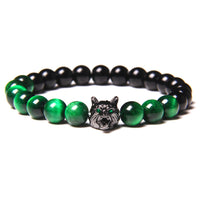 Fenrir Wolf Charm Bracelets - Natural Black Lava Stone Bracelets + Tiger Eye Bracelets-Bracelets-Golonzo