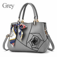 Luxury Scarves PU Leather Flowers Tote Handbags-Handbags-Golonzo