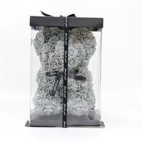 Hand Made Teddy Rose Bear With Box Artificial 25cm-Artificial flower-Golonzo