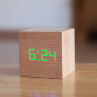 Digital Wooden LED Alarm Clock Wood Retro Glow Clock Desktop Table Decor Voice Control Snooze Function Desk Tool-Alarm Clocks-Golonzo