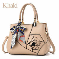 Luxury Scarves PU Leather Flowers Tote Handbags-Handbags-Golonzo