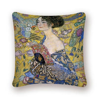 Oil Painting Cushion Cover Gold Pattern Print Pillow Case Vintage-Pillow Case and Shams-Golonzo