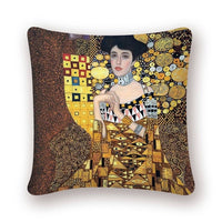 Oil Painting Cushion Cover Gold Pattern Print Pillow Case Vintage-Pillow Case and Shams-Golonzo