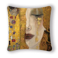 Oil Painting Cushion Cover Gold Pattern Print Pillow Case Vintage-Pillow Case and Shams-Golonzo