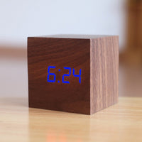 Digital Wooden LED Alarm Clock Wood Retro Glow Clock Desktop Table Decor Voice Control Snooze Function Desk Tool-Alarm Clocks-Golonzo
