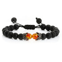 Black Lava Stone - Tiger Eye Charm Bracelet-Bracelets-Golonzo