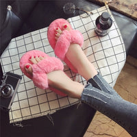Winter Fashion Women Home Slippers Faux Fur-Women Shoes-Golonzo