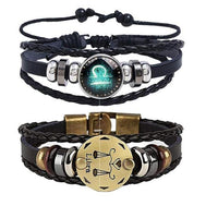 12 Zodiac Bracelets Luminous Charm Leather Bracelet-Bracelets-Golonzo