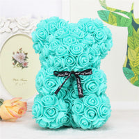Hand Made Teddy Rose Bear With Box Artificial 25cm-Artificial flower-Golonzo