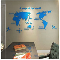 World Map Acrylic 3D Solid Crystal Wall Decoration-Wall Stickers-Golonzo