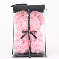 Hand Made Teddy Rose Bear With Box Artificial 25cm-Artificial flower-Golonzo