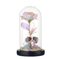 Wishing Galaxy Rose - LED Flashing Flowers In Glass Dome-Artificial flower-Golonzo