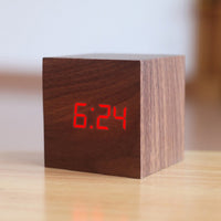 Digital Wooden LED Alarm Clock Wood Retro Glow Clock Desktop Table Decor Voice Control Snooze Function Desk Tool-Alarm Clocks-Golonzo