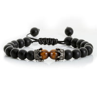 Black Lava Stone - Tiger Eye Charm Bracelet-Bracelets-Golonzo