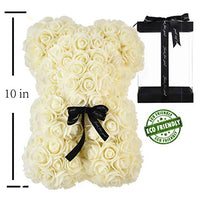 Hand Made Rose Teddy Bear 10 inch USA - Gift for Mothers Day, Valentines Day-Dolls-Golonzo